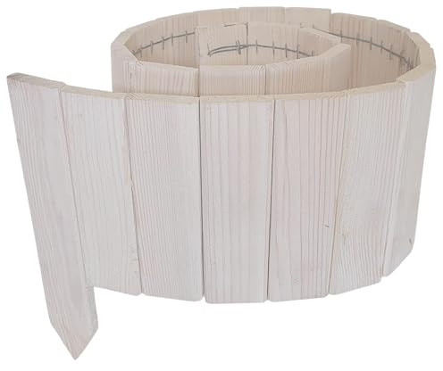 Clôture de jardin en bois 550 cm – lot de 5 pièces – 110x20 cm – piquets 30 cm – couleur blanche – bordure décorative pour jardin et pelouse