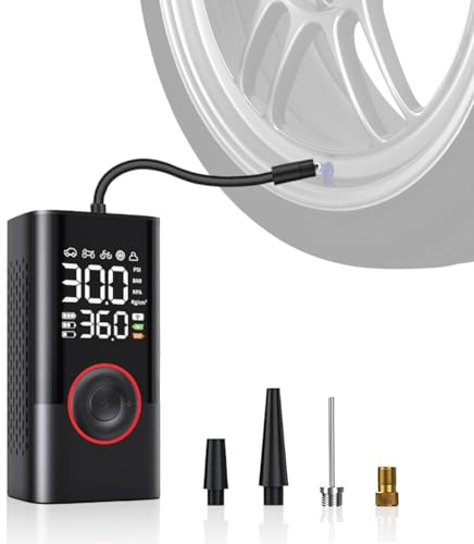 Fancysky Gonfia Gomme Auto Portatile, Compressore Gomme Auto, Compressore Aria Portatile Moto, Compressore Aria Portatile a Batteria, Kit Gonfiaggio Pneumatici Auto, Minicompressore ad Aria Portatile