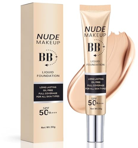 BB Cream 30g SPF 50+, Fondotinta Idratante 3 in 1, Alta Copertura, Effetto Anti-Età, Uniformante e Levigante, Riduce le Imperfezioni, Tono Naturale per Tutti i Tipi di Pelle