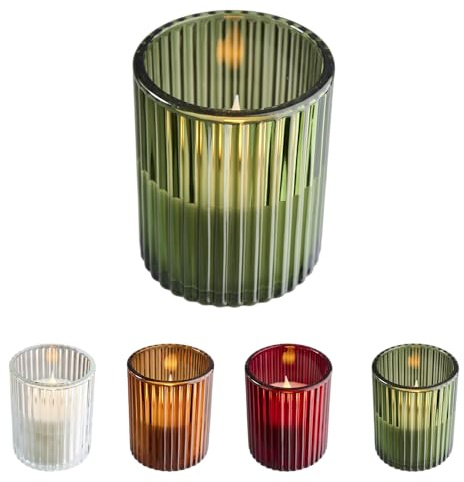 Florissima LED-Kerzen im Glas, 2er-Pack – Sicheres Kerzenlicht für jede Gelegenheit (Grün)