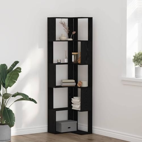 INLIFE Eckregal Schwarze Eiche 50 x 50 x 179 cm Holzwerkstoff,Möbel,Regalsysteme,Bücherregale & Bücherschränke,Schwarz,23.15 KG,868049