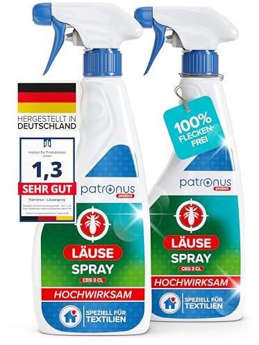 Läuse Abwehrspray für Textilien & Umgebung mit Sofortschutz [2x 500 ml] | effektives Läuse-Spray mit natürlichen Wirkstoffen - Läuse Umgebungsspray gegen Läuse - mit dezentem Zitrusduft