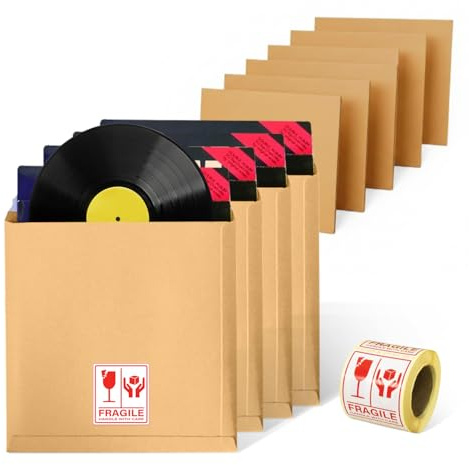 Buste in vinile da 30,5 cm per spedizioni di dischi LP + rinforzo in cartone per spedizioni sicure (20)