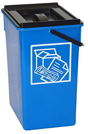 HELGUEFER - Cubos de Basura de Reciclaje Azul 15L con Tapa y Asa | Cubo de Reciclaje 20 x 28 x 34 cm | Resistente, Amplio, Fácil de Limpiar | Para Cocina, Patio o Negocio