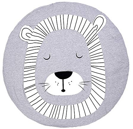 Baumwolle Krabbeldecke groß und weich gepolstert 90 x 90cm für Baby Kinder (Löwe)