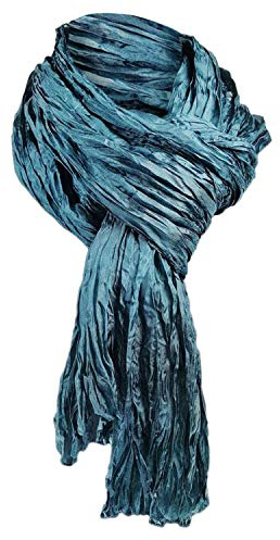 Japanwelt Damen Seidenschal elegantes Knitter-Halstuch Crash-Schal aus 100% Seide im Crinkle-Look 90 x 180 cm
