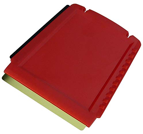 Ice Scraper for Car Windscreen - 4 in 1 - Brass Ice Scraper - fast, effortless & easy - Premium HIPS - Murska Brass Blade Windscreen Scraper for Car Window Scrapper & Squeege - Finland (Red)