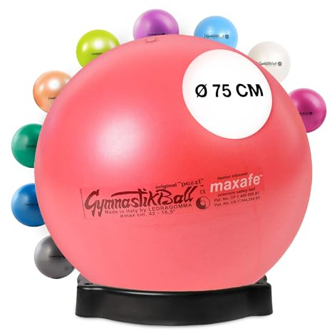 PEZZI Gymnastikball Maxafe Sitzball mit Ballschale | Sitzball mit Burst-Proof-System, belastbar bis 400 kg, für Therapie, Sport und Büro