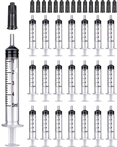 40 Pack 5ML Plastic Syringe Luer Slip with Cap, Great for Measuring, Refilling Watering and Pets Feeding(Not-sterile) (5ML)