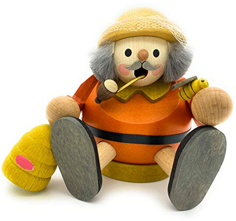 Rudolphs Schatzkiste Räucherfigur Imker mit Bienenkorb sitzend Höhe= 14cm NEU Räuchermann Rauchmann Räucherkerze Rauchen Figur Holz Seiffen Erzgebirge Holz Dekoration Weihnachten
