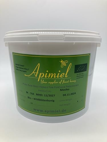 Miel de fleurs sauvages bio du Yukatan - seau de 4 kg - Origine: Mexique - Miel 100% pur, qualité premium - très aromatique, (DE-ÖKO-001)
