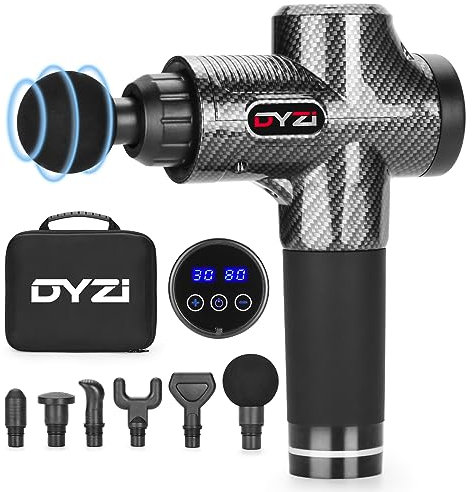 Massage Gun- Deep Tissue Muscle Massager with 6 Heads-Adjustable Professional Handheld Massage Gun with LCD Touch Screen- Portable 30 Speed Powerful Percussion Muscle Gun for Pain Relief & Relaxation