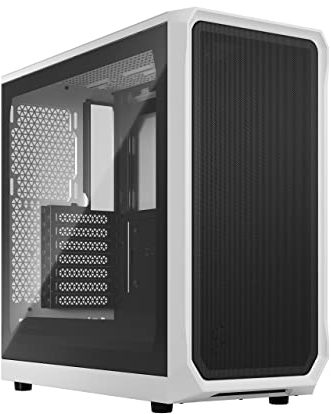 Fractal Design Focus 2 White - Tempered Glass Clear Tint - Mesh Front – Two 140 mm Aspect Fans Included - ATX Gaming Case