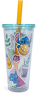 Disney Lilo & Stitch Boba Tea Carnival Cup con tapa y pajita | Capacidad para 24 onzas