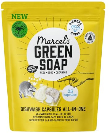 Marcel's Green Soap - Dishwasher Capsules All-in-one capsules - Washing machine - Microplastic-free formula - Vegan - EU Ecolabel certified - 25 capsules
