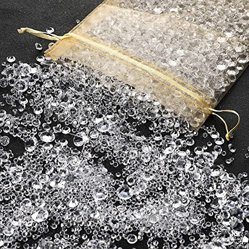 FENGCHUANG 4000 Stück Diamanten Deko Weiße Klare 3/6/10 mm | Deko Diamanten für Kinder Glitzernde Deko Kristallsteine Glas dekosteine für Hochzeitsdekorationen Tischaufsätze Vasenfüller