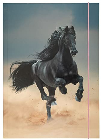 NEU Sammelmappe mit Gummiband, A3, 1 Mappe, BASIC BLACK HORSE/Pferd