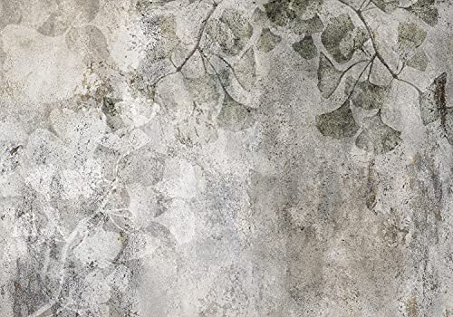 decomonkey Premium Fototapete Pflanzen 350x256 cm XL Design Tapete Fototapeten Vlies Tapeten Vliestapete Wandtapete moderne Wandbild Wand Schlafzimmer Wohnzimmer Laub Steinoptik Blätter