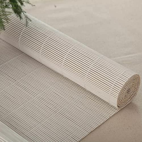 Natürliche Bambusrollos Weiß,60% Lichtfilterung Rollläden,Bambusvorhänge 50cm 60cm 70cm 80cm 100cm 120cm 140cm Breit,Raffrollos,Sonnenschutz Rollo Bambus,Bambus Jalousien,W×H-100x240cm/39.5x94in