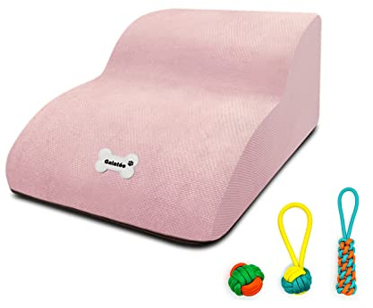 Galatée Haustiertreppe Aus Hochdichtem Schaumstoff, 2 Ebenen, Hundetreppe Und Rampe Für Hochbett Oder Sofa, Am Besten Für Verletzte Hunde, Ältere Katzen, Haustiere Mit Gelenkschmerzen(Rosa)