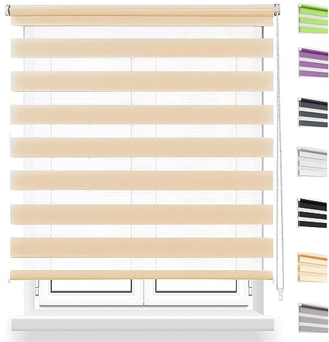 Verdunklungsrollo Thermorollo 30x340cm Höhe Stufenlos Verstellbar Thermorollo Fensterrollo Seitenzugrollo mit Bohren für Fenster und Tür, Beige