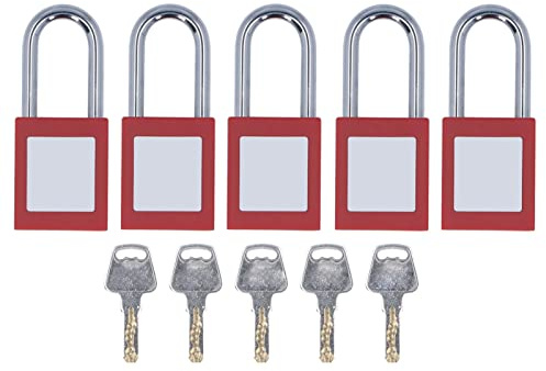 Lucchetto di Sicurezza Lockout Tagout, Set di 5 Lucchetti Loto in Nylon Cromato con Etichetta Scrivibile, 38 mm