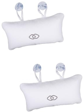 FRCOLOR 2stücke Badewannenkissen Aus PVC Mit Anti-rutsch-Funktion Ergonomisch Für Kopf Und Nackenstütze Für Spa Und Entspannende Bäder Mit Saugnäpfen Für Sicheren Halt Weiß