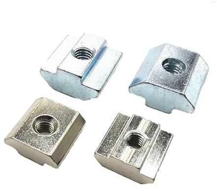 IOFIT M3 M4 M5 M6 M8 Nutensteine ​​aus Kohlenstoffstahl, T-Block-Vierkantmuttern, T-Schienen-Gleithammermutter for 20 30 40 45 Aluminiumprofile (Color : Metallic, Size : 30-M5 20pcs)