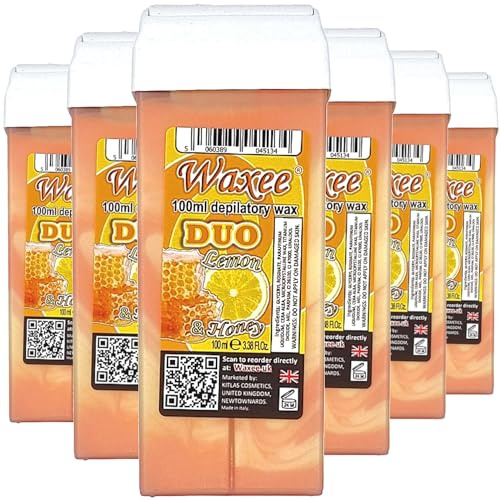 Waxee Duo Lot de 6 cartouches de cire à rouler 100 ml (citron et miel)