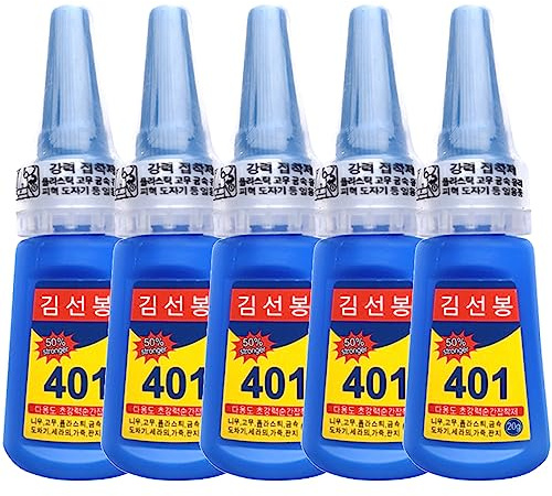 Btkigl 5 Pièces 401 Colle Instantanée Rapide Adhésive Plus Forte - Super Colle Multi-Usages Liquide Incolore