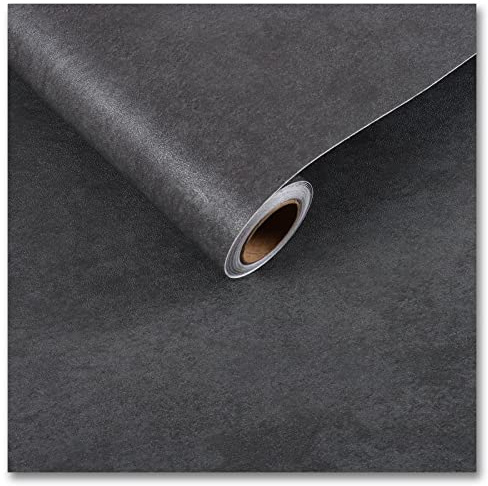 CRE8TIVE Papier Peint Béton Gris Foncé 60 cm x 300 cm – Papier Contact Autocollant Mat Pour Salon, Cuisine, Salle De Bain – Vinyle Vintage À Décoller Et Coller