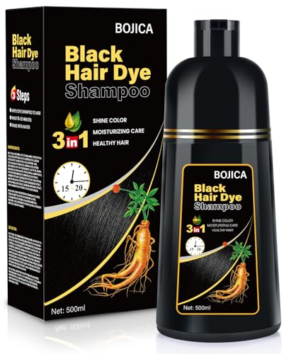 Haarfärbeshampoo - Schwarz Hair Dye Shampoo für Graues Haar Sofort 3 in 1 Haarfarbe Shampoo für Männer und Frauen 400ml Black
