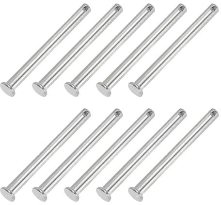 PATIKIL 8 x 90 mm Pasadores de Horquilla de un Solo Orificio, 10 Piezas de Pasadores de Cabeza Plana de Acero Inoxidable 304 para Sistemas de Bloqueo de Pasador de Enganche, Plata