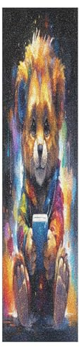 DDDIYEU Löwe Bunte Aquarellkunst Skateboard Griptape Rutschfest Selbstklebend Longboard Griptapes Aufkleber Griffband 9x33in,44x10in(1pcs)
