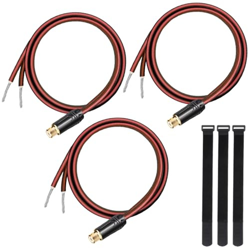 MKBKLLJY 3Pcs RCA Female Plug to Bare Wire Speaker Cable 1FT 16AWG Positive Red Wire Marking Pure Copper Shell Gold Plated Plug Corrosion Resistance with Cable Ties for Direct Connect Speakers