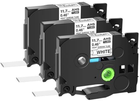 YGUWZ 3 Stück Schrumpfschlauch-Etikettenbänder Kompatibel mit HSE231 HSE221 HSE631 HSE651 HSE211(Black on White)