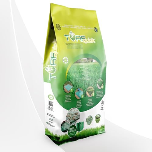 TurfQuick gräs frömatta 40 m² – ornamental premium gräsmatta frö blandning – rulla ut, vatten och titta på den odling – en hållbar gräslösning för enkel gräsmatta etablering