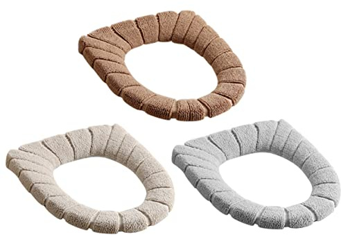 YOSADIER Funda Universal para Asiento De Inodoro 3 Piezas Almohadillas Elásticas Cálidas Lavables Cubierta De WC Confort para Baño