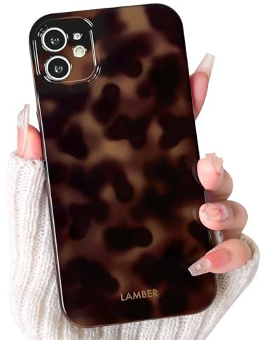 NITITOP für iPhone 12 Hülle Süßes Leopard Muster, Braun | Ästhetische Braun Bernstein Design, für Frauen Mädchen, Weiche TPU, Vollständiger Kameraschutz, Schutzhülle Handyhülle