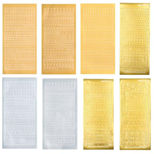 QGK 8 Blatt Wachsbuchstaben für Kerzen, für Taufkerze Selber Machen Set Buchstaben Zahlen, Kommunionkerze Bastelset, Aufkleber Wachsplatten kerzentattoos kommunion (Gold, Silber)