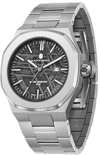 SAPPHERO Reloj Hombre Acero Inoxidable 50M Impermeable Analógico Movimiento de Cuarzo Clásico Lujo Relojes para Hombre Elegante Regalo