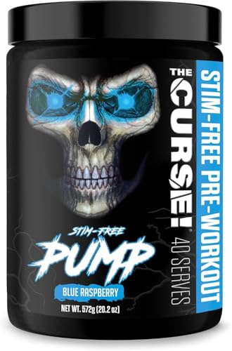 JNX The Curse! Pump – Stim-Free Pre-Workout | Blue Raspberry 40 Serves | Caffeine-Free Pump Pre Workout, Non-Stim Nitric Oxide Preworkout for Men & Women (572 g, Blue Raspberry)