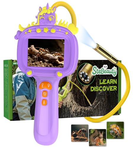 SteBeauty Kids Endoscope Camera with Light, Educational Science Toys Kit, Best Birthday Gifts for 4,5,6,7,8,9,10 Years old Boys & Girls, for Outdoor Camping Nature Exploration Activities (Purple)