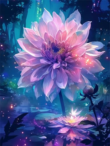 Puzzle 30 Pièces Adultes Dahlia Fleur Luciole 25x20cm 30 Pièces Puzzles pour Adultes Jeu éducatif défi Jouet, Puzzle Impossible pour Toute la Famille