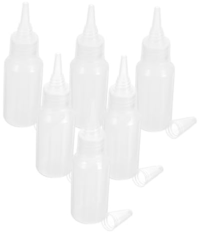 Alipis 6pezzi Flaconi di Plastica Tappo Bottiglie Vuote per Vernici Salse Liquidi Fai da Te Arti e Mestieri Ugello di Precisione
