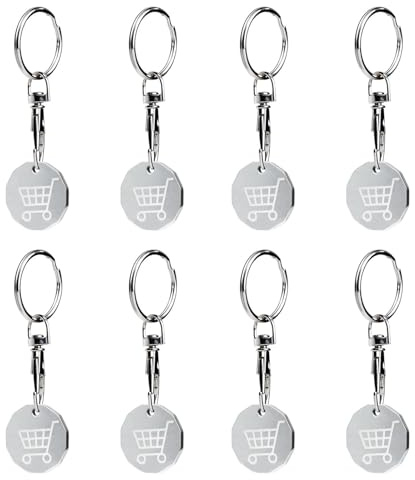 Zenvorial 8Psc Shopping Trolley Token, Metal Shopping Cart Coin Keychains, Supermarket Cart Coin with Pound Replacement, Trolley-Coin with Keychains Compatible with Most Shopping-Carts