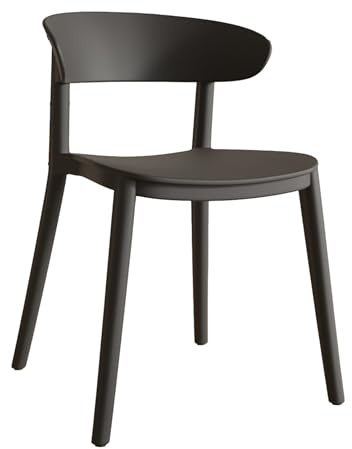 Uppsättning av 4 stapelbara matstolar för uteplats med ryggstöd för inomhus/utomhusbruk - perfekt för vardagsrum, veranda, trädgård och balkong - och snygg design