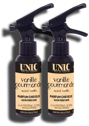 DUO UNIC - Parfum pour Cheveux - Vanille Gourmande – Sillage Chaud et Gourmand aux Accords Vanillés - Ambrés et Musqués – 2 x 50 ML - Fabriqué en France