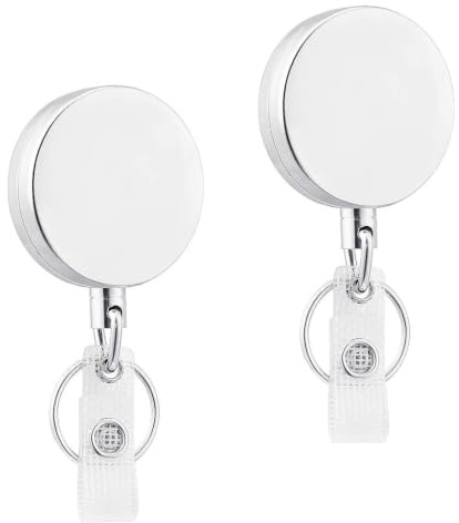 2 Pcs Porte Clé Rétractable Solide Enrouleur Extensible Clip Ceinture