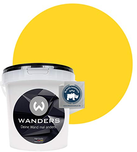 Wanders24 Tafelfarbe (1Liter, Kräftige Zitrone) Blackboard Paint - Tafellack - abwischbare Wandfarbe - in 20 Farbtönen erhältlich - Made in Germany